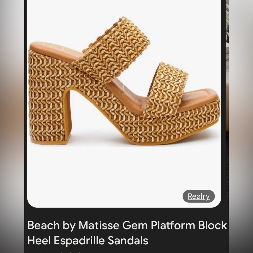 Beach by Matisse Tan Woven Platform Block Heels